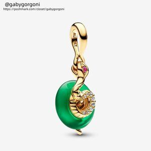Pandora Snake Green Murano Glass Dangle Charm